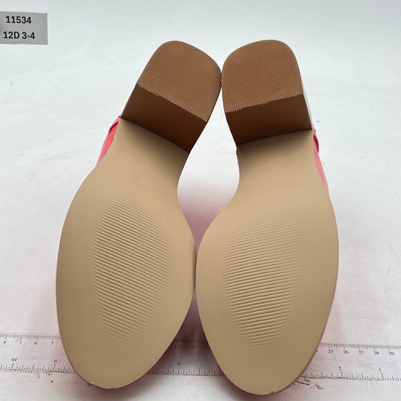 FOWT Pink Women's Perforated Lace-Up Oxfords Almond Toe Mid Chunky Heel Shoes - Picture 7 of 8